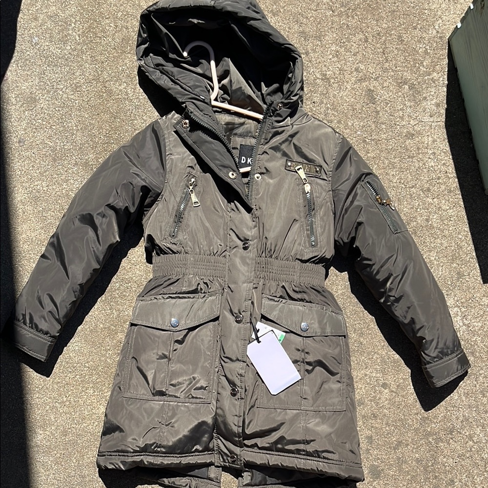 DKNY Charcoal Hooded Parka